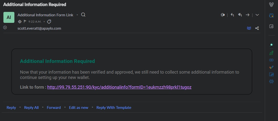 Additional info email